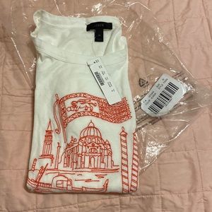J.Crew M Medium Lightweight Embroidered White Tee T-Shirt, NIP New with Tags!